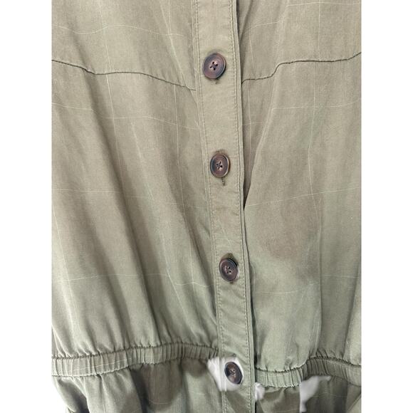 Madewell Kale Green Plaid Short Sleeve Belted Cropped Ankle Jumpsuit Small - Picture 6 of 14